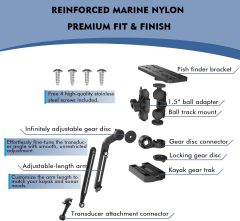 BTI-14A-2014P Transducer Mounting Arm with 1.5" Plate Ball Base & Fishfinder Base