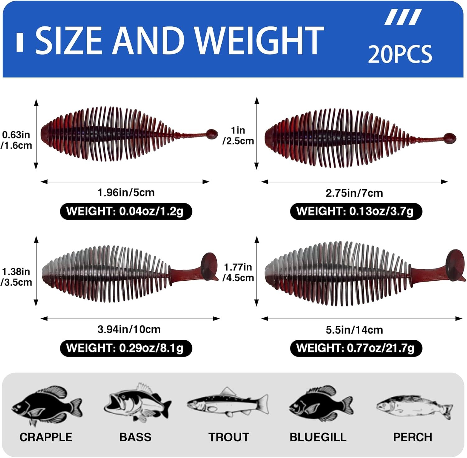BTI-05D-094 Ribbed soft lure with Tickle/Paddle Tail