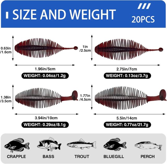 BTI-05D-094 Ribbed soft lure with Tickle/Paddle Tail