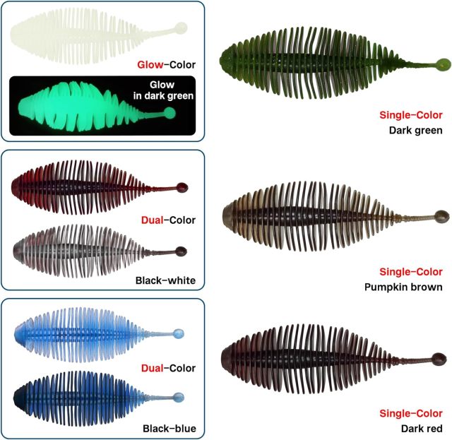 BTI-05D-094 Ribbed soft lure with Tickle/Paddle Tail