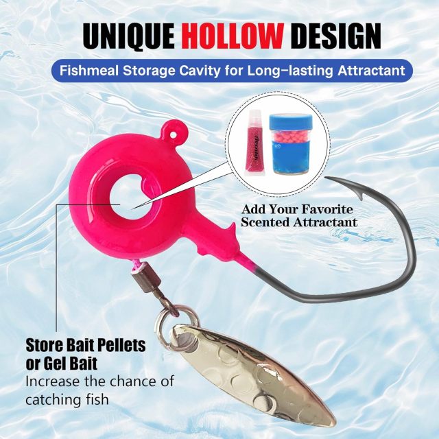 BTI-08B-413 Crappie Eye Hole Jig Heads with spinners