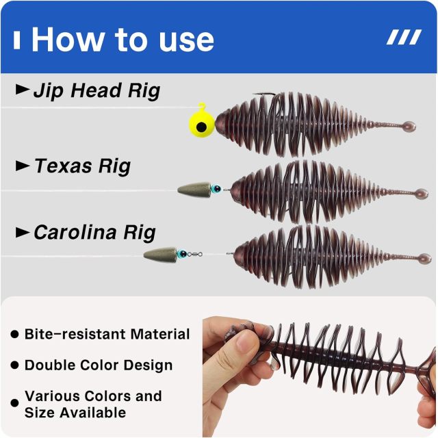 BTI-05D-094 Ribbed soft lure with Tickle/Paddle Tail