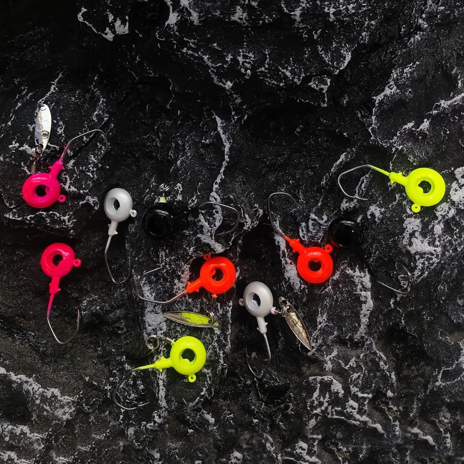 BTI-08B-413 Crappie Eye Hole Jig Heads with spinners