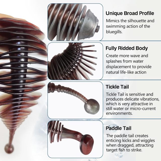 BTI-05D-094 Ribbed soft lure with Tickle/Paddle Tail