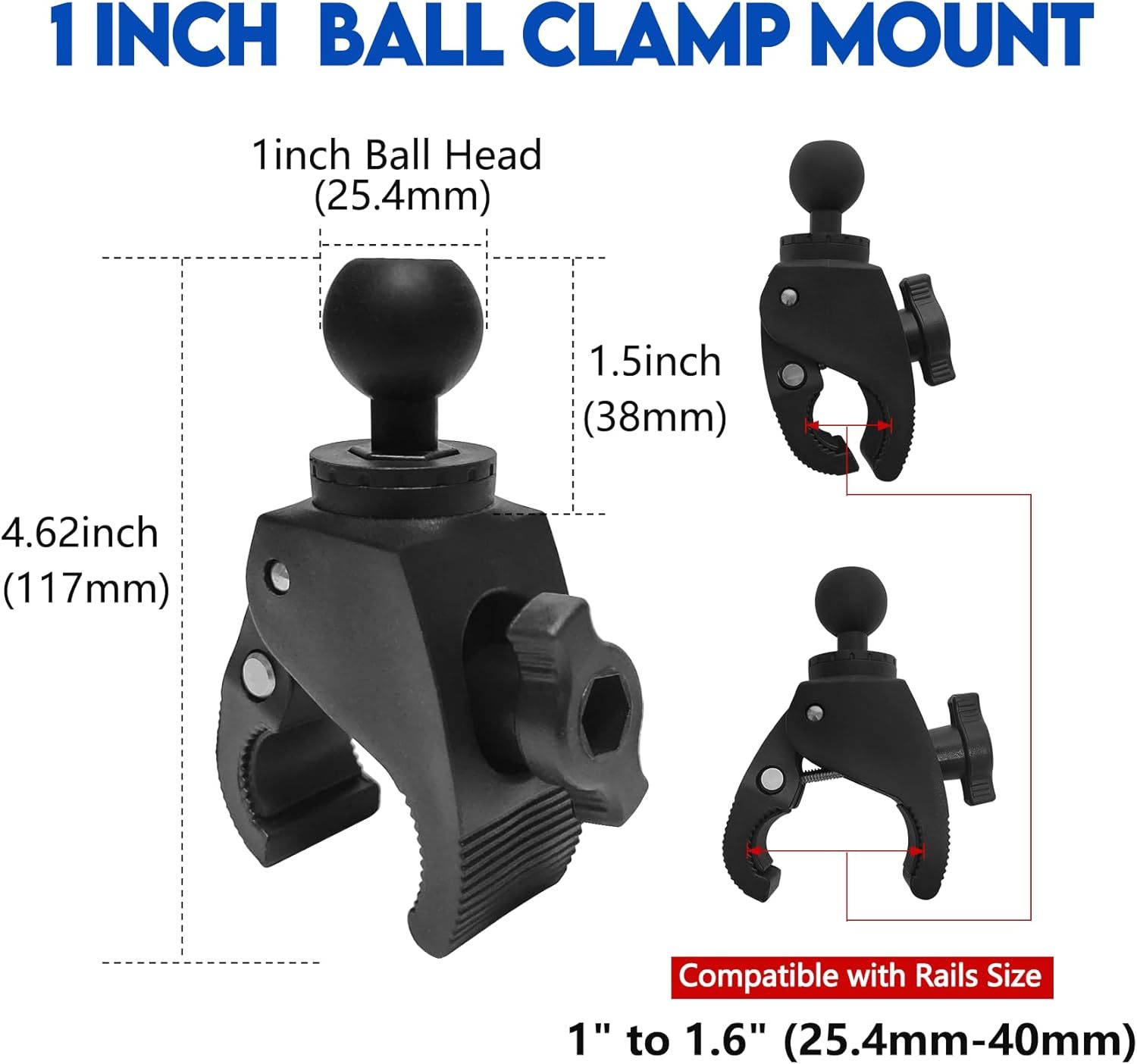 BTI-31A-3006 Aluminum Crab Claw Clamp + 1inch ball