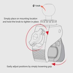 BTI-31A-3006 Aluminum Crab Claw Clamp + 1inch ball