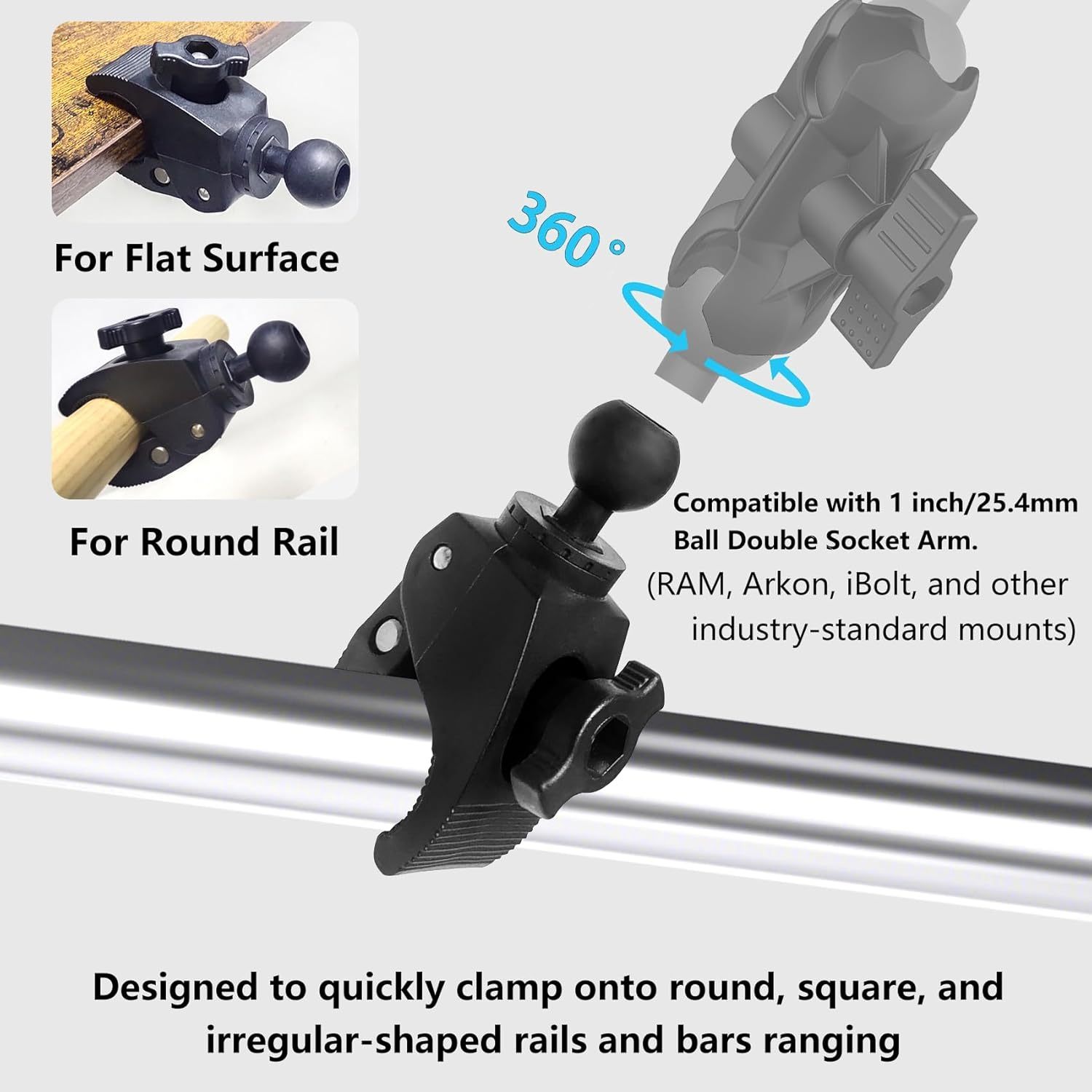 BTI-31A-3006 Aluminum Crab Claw Clamp + 1inch ball