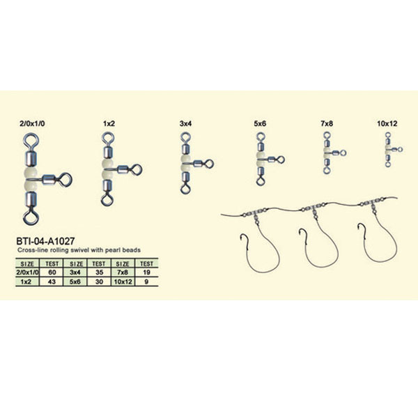 BTI-04-A1027 Cross-line rolling swivel with pearl beads