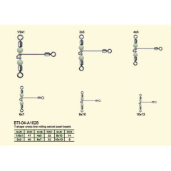 BTI-04-A1028 T-shape cross-line rolling swivel pearl beads