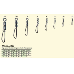 BTI-04-A1044 High speed double rolling swivel with T-shape snap