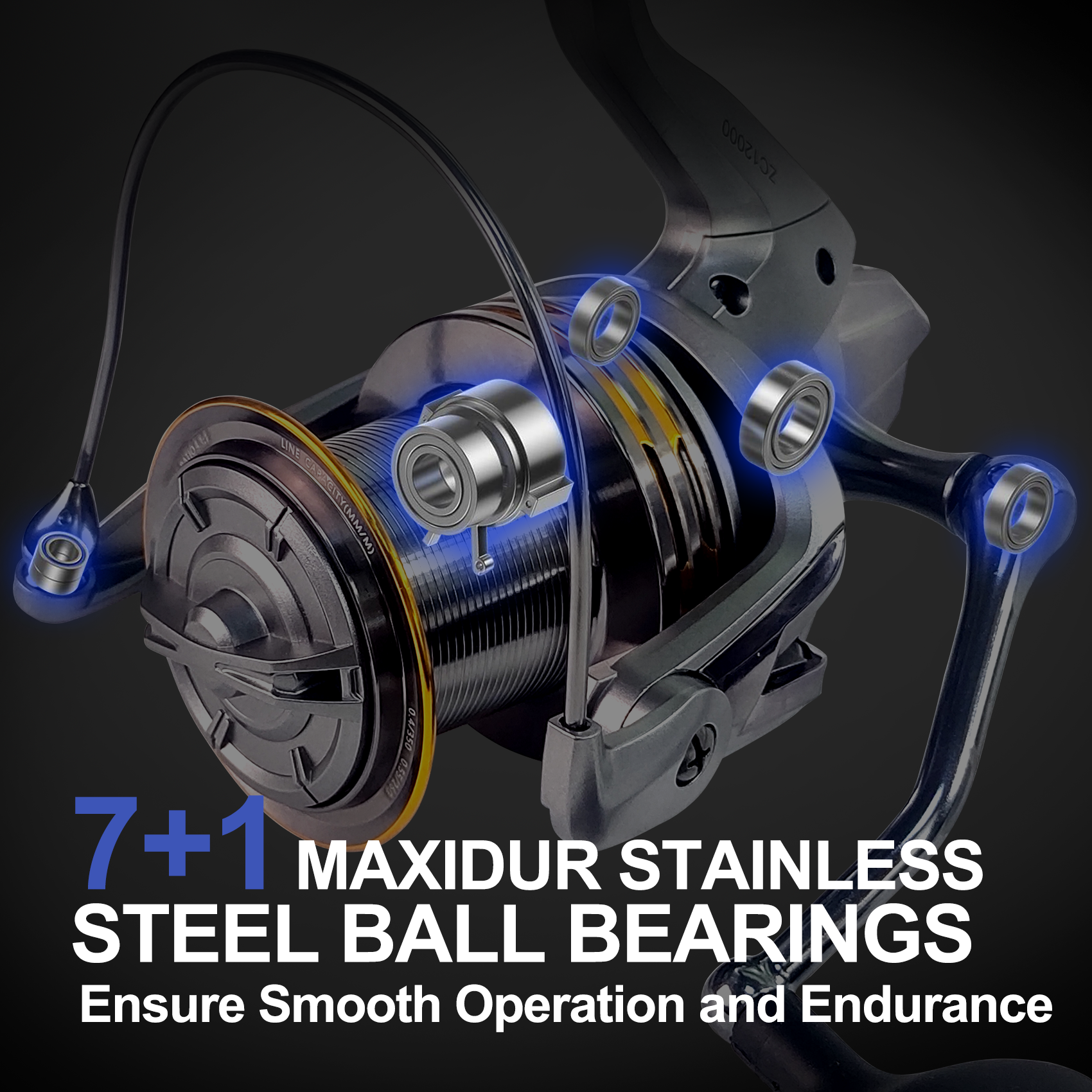 02C-BG Size 9000–12000 4.1:1 Gear Ratio 8+1 Ball Bearing Graphite Body CNC Aluminum Spool Surf Fishing Reel