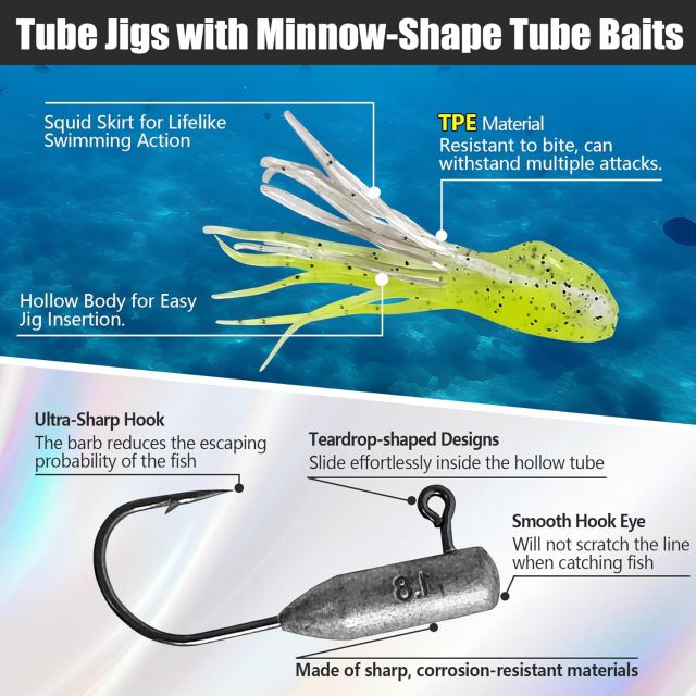 BTI-05D-099 Crappie Jigs Kit with Tube Baits