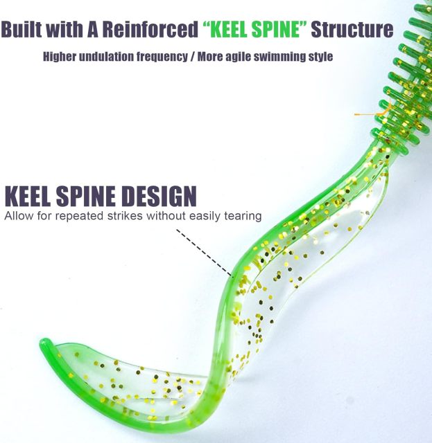 BTI-05D-107 Curly Tail Worms with Adjustable Skirt