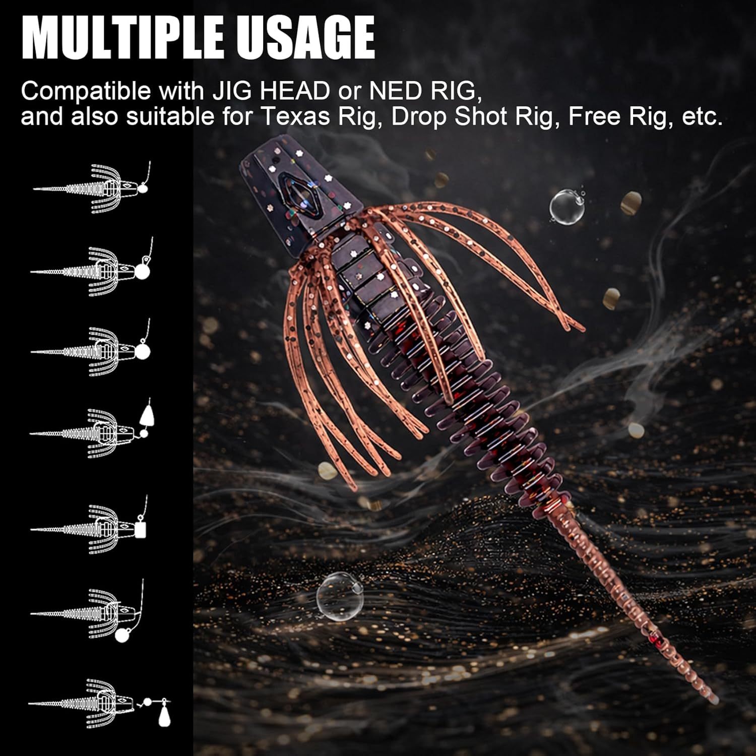 BTI-05D-106 Pin Tail Worms with Adjustable Skirt