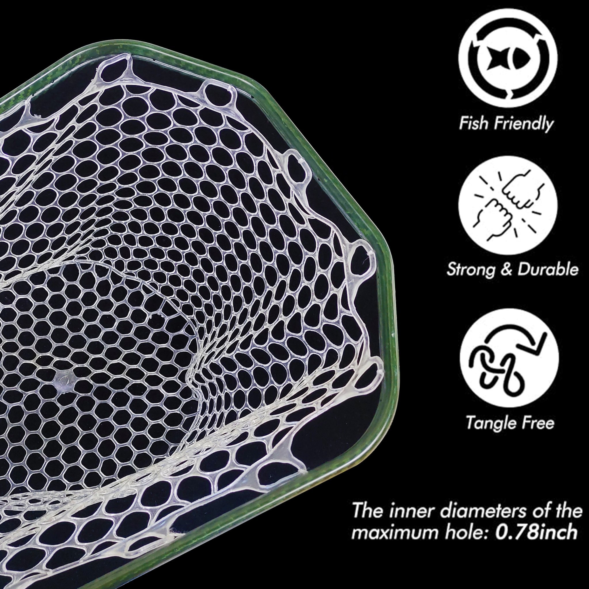03A-CBLB06/CBLB07 Light Weight Square Head Carbon Fiber Landing Net With 3K Cloth