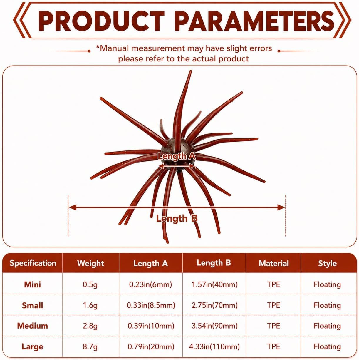 BTI-05D-110 New Sea Urchin Soft Bait