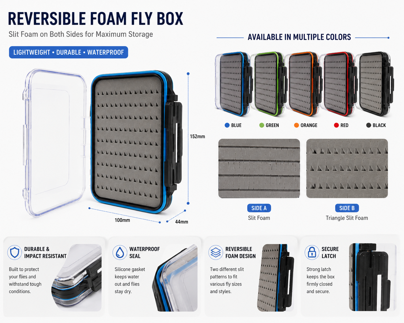 09A-H18M-X New Double-Sided Waterproof Fly Box With One Side X Foam