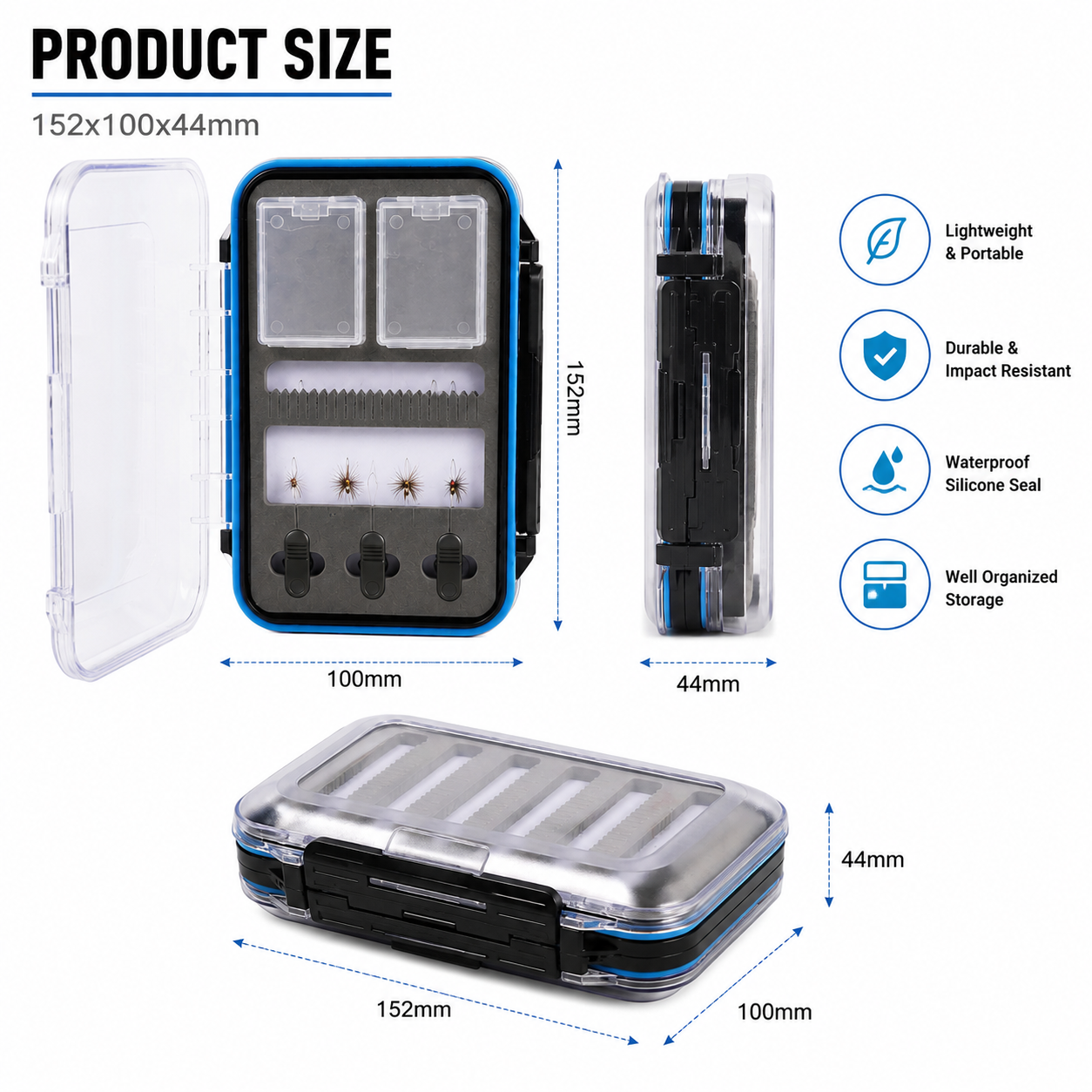 09A-H18M-X New Double-Sided Waterproof Fly Box With One Side X Foam