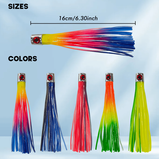 6.3in Skirted Octopus Lures Soft Skirts with Plastic Head