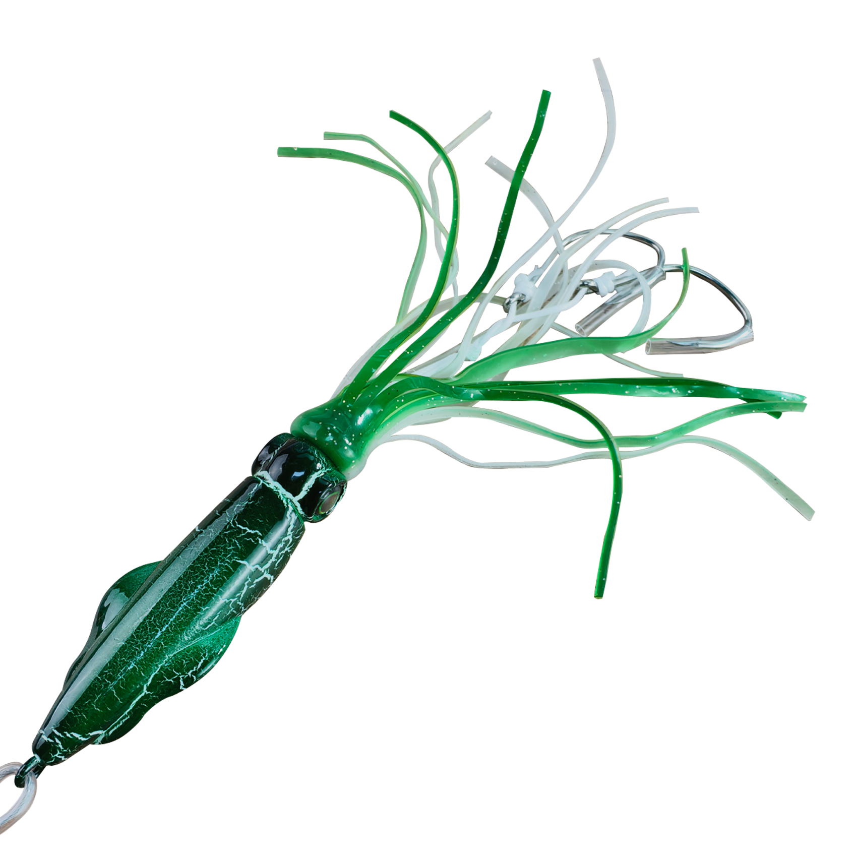 Luminous Metal Head Squid Skirt Jig with Wire Leader