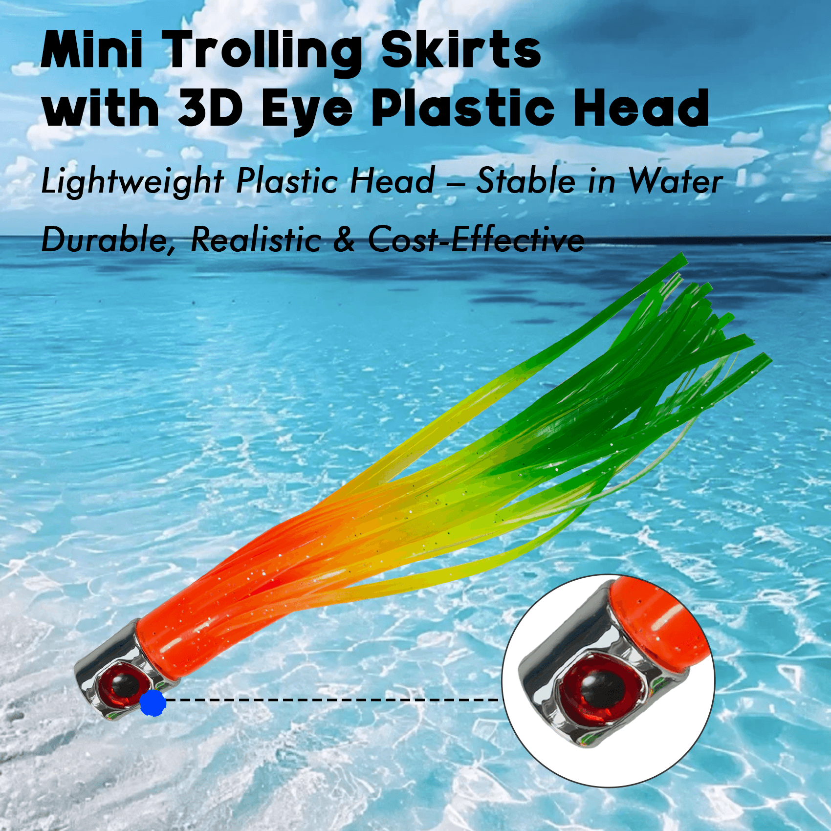 6.3in Skirted Octopus Lures Soft Skirts with Plastic Head