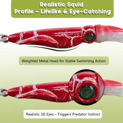 Luminous Metal Head Squid Skirt Jig with Wire Leader