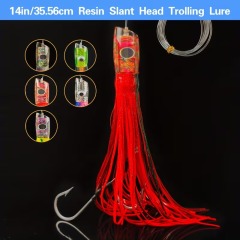 14 Inch 35.5cm Slant Head Resin Trolling Lure with Silicone Skirt