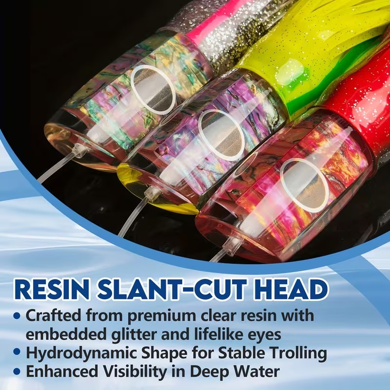 14 Inch 35.5cm Slant Head Resin Trolling Lure with Silicone Skirt
