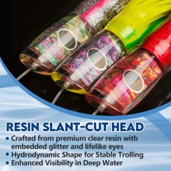 14 Inch 35.5cm Slant Head Resin Trolling Lure with Silicone Skirt