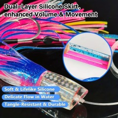 14 Inch 35.5cm Slant Head Resin Trolling Lure with Silicone Skirt