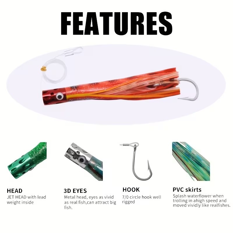 7.5 Inch 19cm Aluminum Head Offshore Trolling Lure