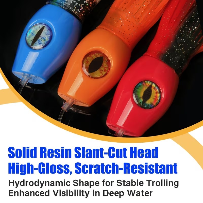 10/12 Inch Slant Head Resin Trolling Lure with Silicone Skirt