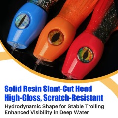 10/12 Inch Slant Head Resin Trolling Lure with Silicone Skirt
