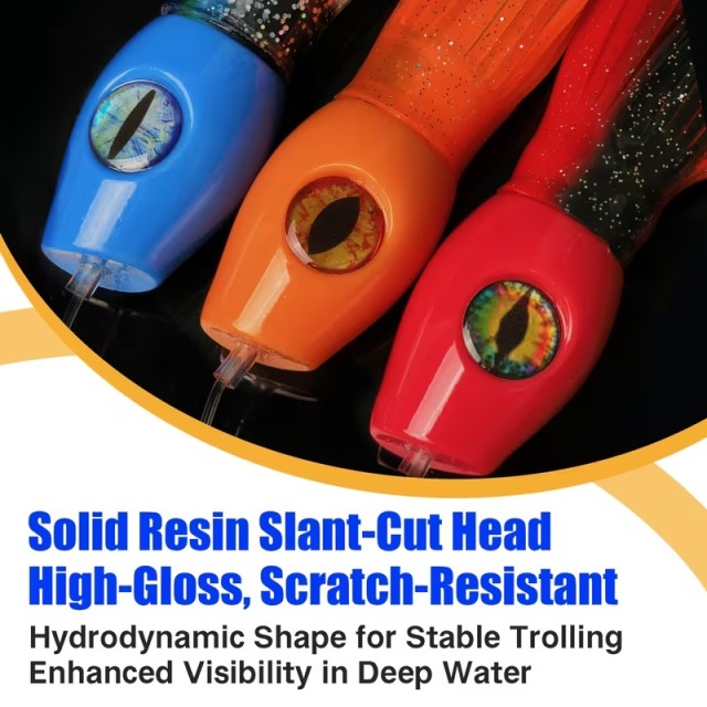10/12 Inch Slant Head Resin Trolling Lure with Silicone Skirt