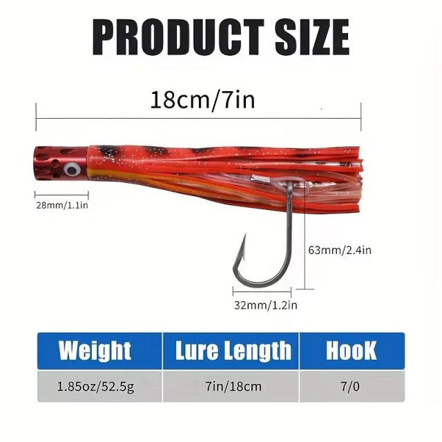 7.5 Inch 19cm Aluminum Head Offshore Trolling Lure