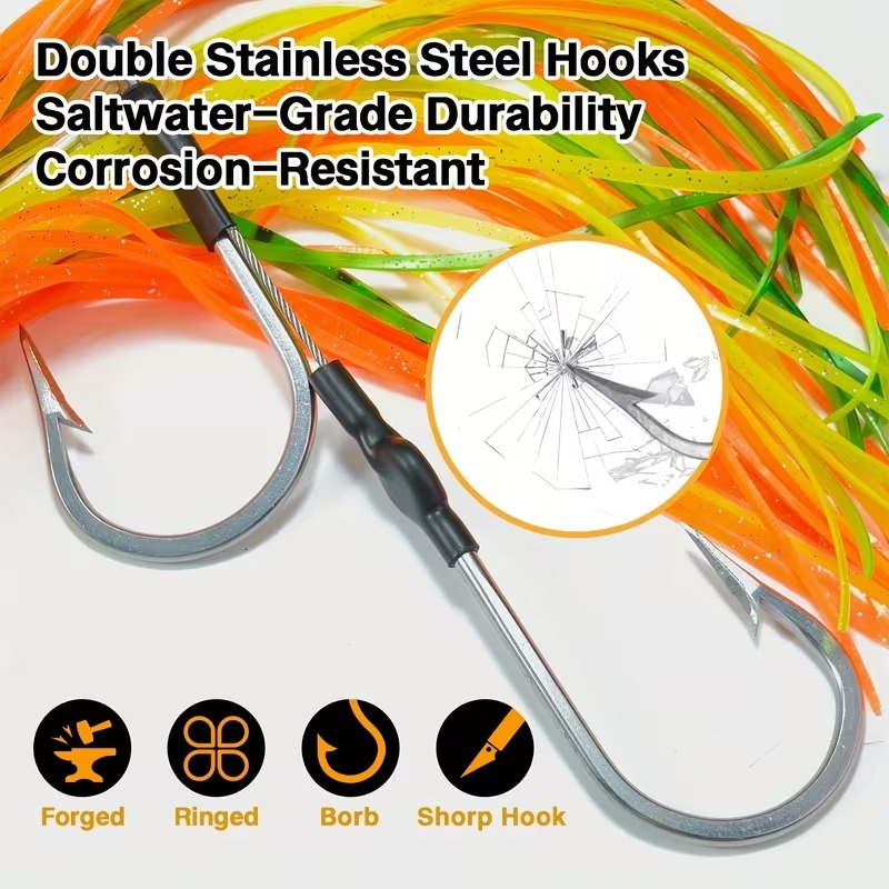 10/12 Inch Slant Head Resin Trolling Lure with Silicone Skirt