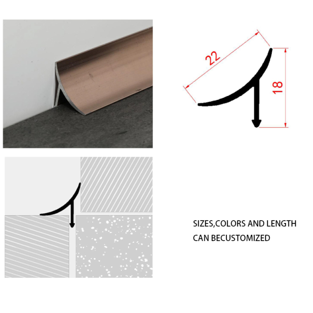 A0104024 Factory Wholesale: Brushed Aluminum Right Angle Metal Tile Edge Trim for Ceramic Borders