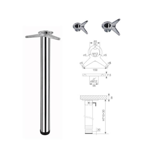 A0309002 Elevate Your Tables with Welltop's Industrial-Strength Round Legs