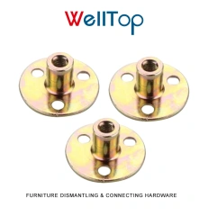 A0207005 China Factory Yellow Zinc Alloy Three-hole Iron Plate Nuts For Furniture Hardware VT-11.080,A0207005 China Factory Yellow Zinc Alloy Three-hole Iron Plate Nuts For Furniture Hardware VT-11.080,veitop hardware