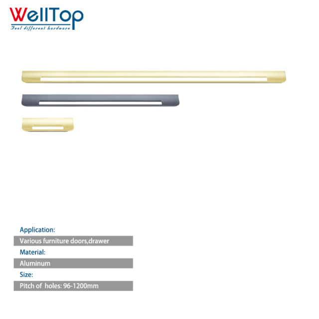 A0401012 Modern Black Gold Aluminum Handle for Drawer and Door Furniture