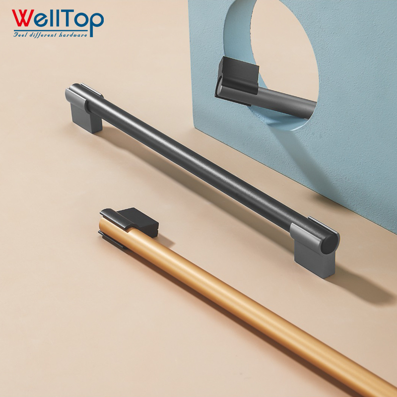 A0401017 High-Quality Aluminum Wardrobe Handles - Bold Black and Gold Accents,A0401017 High-Quality Aluminum Wardrobe Handles - Bold Black and Gold Accents,veitop hardware