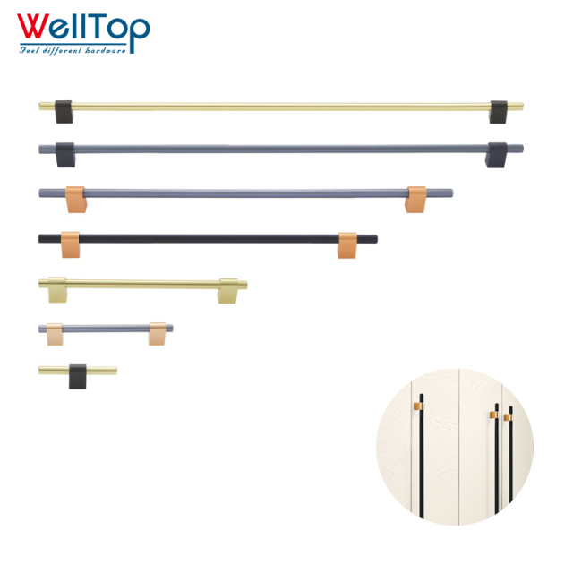 A0401016 Versatile Aluminum Door Handles - Chic Black and Gold for Any Room