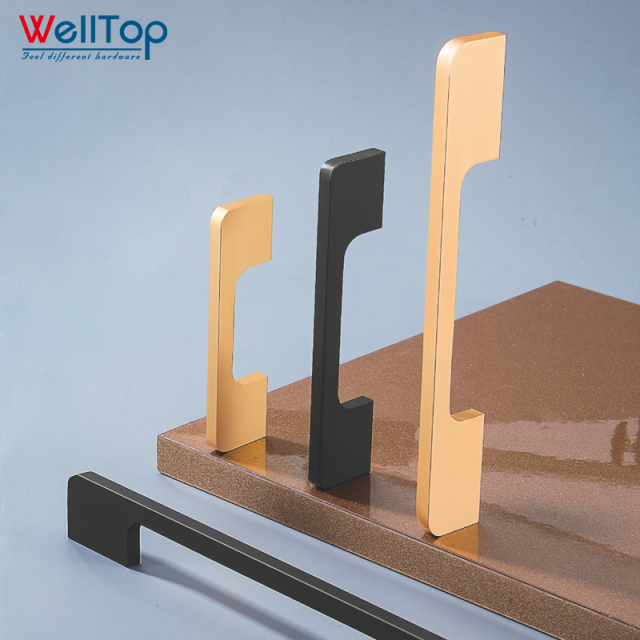 A0401041 Luxury Gold Brushed Aluminum Handles - Customizable for Kitchen and Bathroom Cabinets