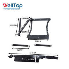 Heavy Duty Adjustable Lifting Recliner Mechanism - Folding Sofa Bed Hinge & Lift System for RV Furniture, DIY Sofas & Smart Storage Beds - WELLTOP 0101036,WELLTOP Customized Furniture Hardware Black Adjustable Bed Mechanism Adjustable Lifting Recliner Hinge Fold Metal Sofa Bracket,veitop hardware
