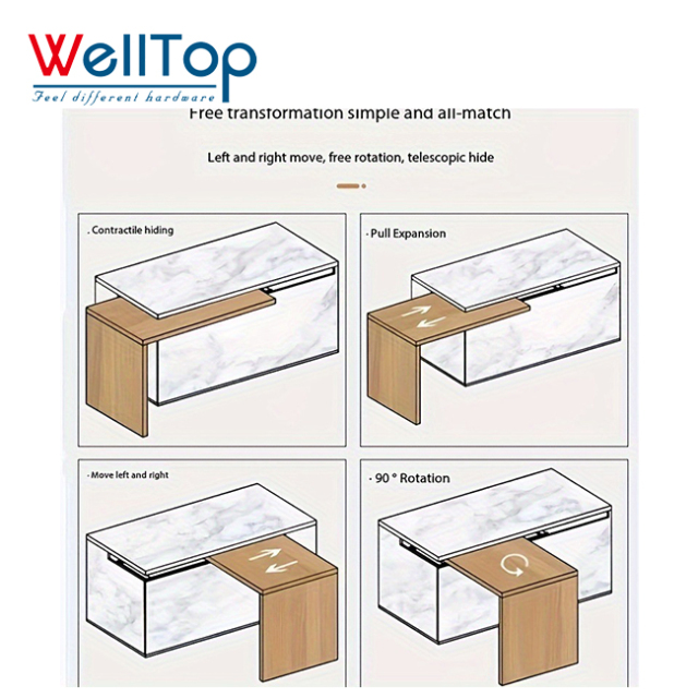 Heavy Duty Telescopic Table Lift Mechanism - Multi-Functional Coffee Table Extension Hardware for Space-Saving Smart Furniture - WELLTOP Hardware,WELLTOP New Arrival Furniture Hardware Telescopic Rotating Table Slide Rail Mechanism Rolling Kitchen Island Pull Out Extension,veitop hardware