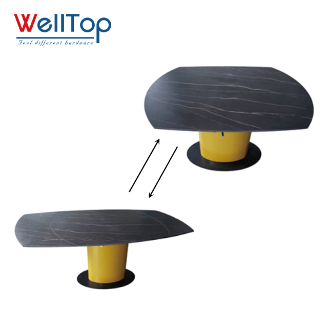 Heavy-Duty Swivel Extendable Table Mechanism - 360° Rotating Sliding Base for Dining Tables, Coffee Tables & Smart Furniture Hardware - WELLTOP 0110033,New Arrivals Furniture Accessories Hardware Sliding Table Mechanism Base Black Rotating Swivel Extendable Dining Table Frame,veitop hardware