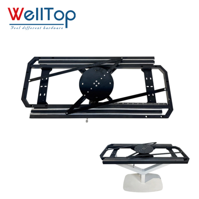 Heavy-Duty Swivel Extendable Table Mechanism - 360° Rotating Sliding Base for Dining Tables, Coffee Tables & Smart Furniture Hardware - WELLTOP 0110033,New Arrivals Furniture Accessories Hardware Sliding Table Mechanism Base Black Rotating Swivel Extendable Dining Table Frame,veitop hardware