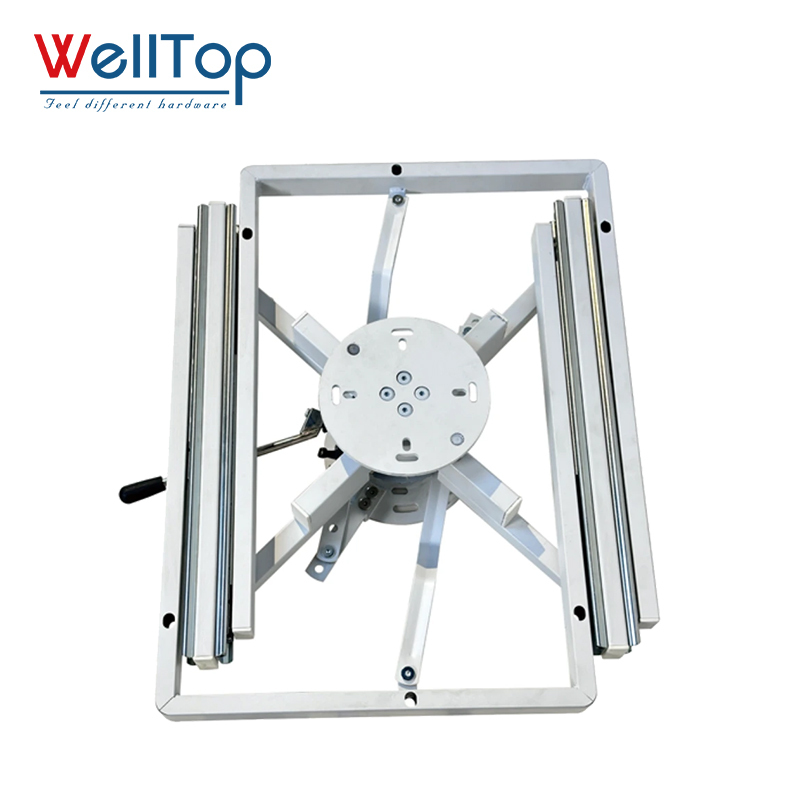 Heavy-Duty Swivel Dining Table Mechanism - 360° Rotating Extendable Table Frame Base for Smart Furniture & Space-Saving Dining Solutions - WELLTOP 0110033,Wholesale Furniture Accessories Hardware Swivel Dining Table Base Frame 360° Rotating Sliding Mechanisms for Extension Table,veitop hardware