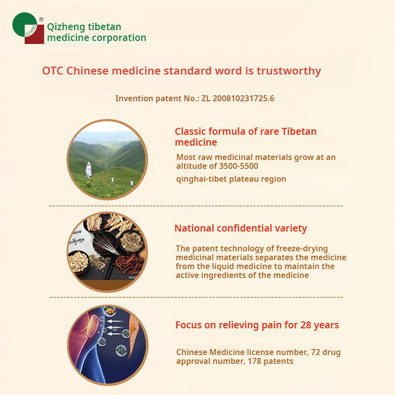 Drug-Qizheng Tibetan medicine Xiaotong plaster 1 paste/bag * 8 paste/box is used for acute and chronic sprains, contusions, bruises from bruises, hyperosteogeny, rheumatism and rheumatoid pain