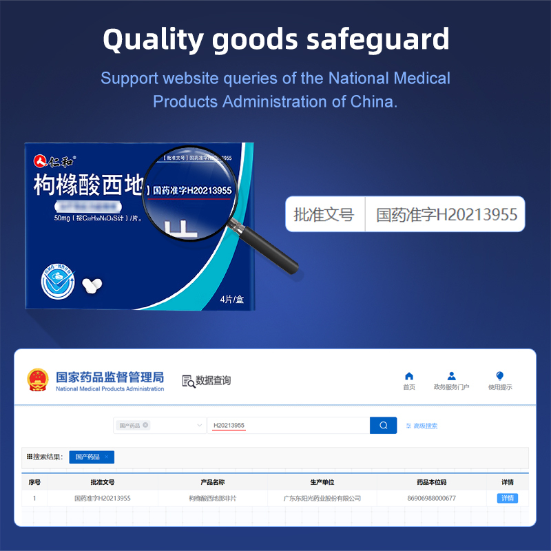 Viagra（伟哥） - Sildenafil Citrate Tablets （仁和）（50mg*4 tabella/ box）Treatment of male impotence, premature ejaculation, and erectile dysfunction (confidential shipment)